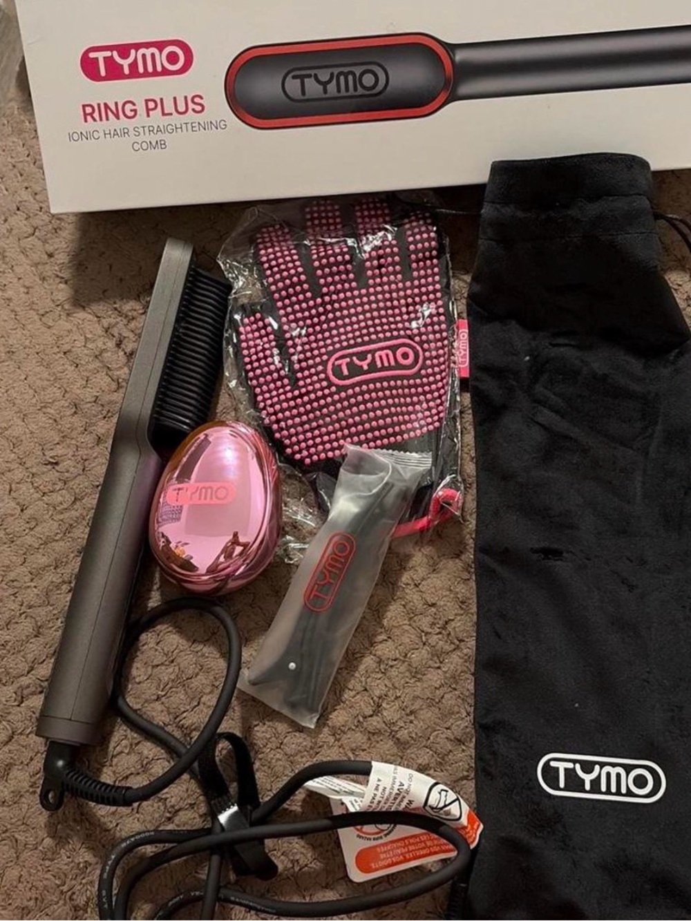 Pink Ionic Ring Plus Hair Straightening Comb - Pink